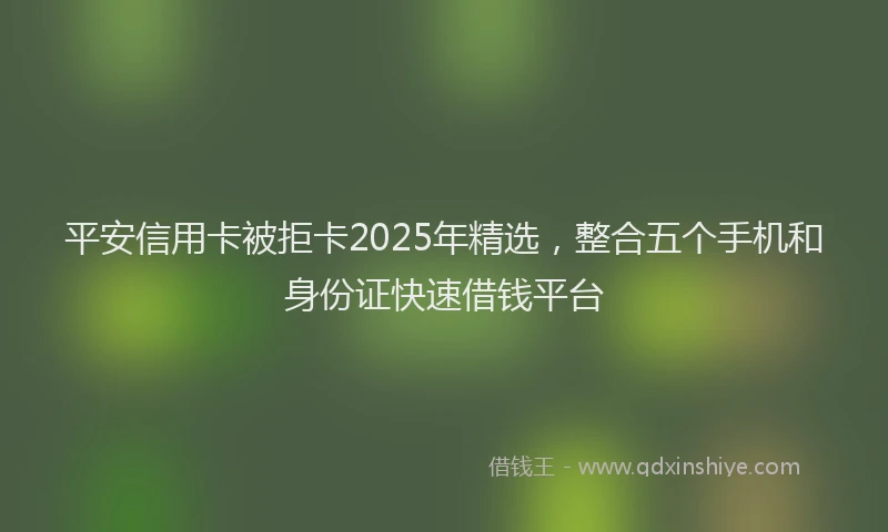 平安信用卡被拒卡2025年精选，整合五个手机和身份证快速借钱平台
