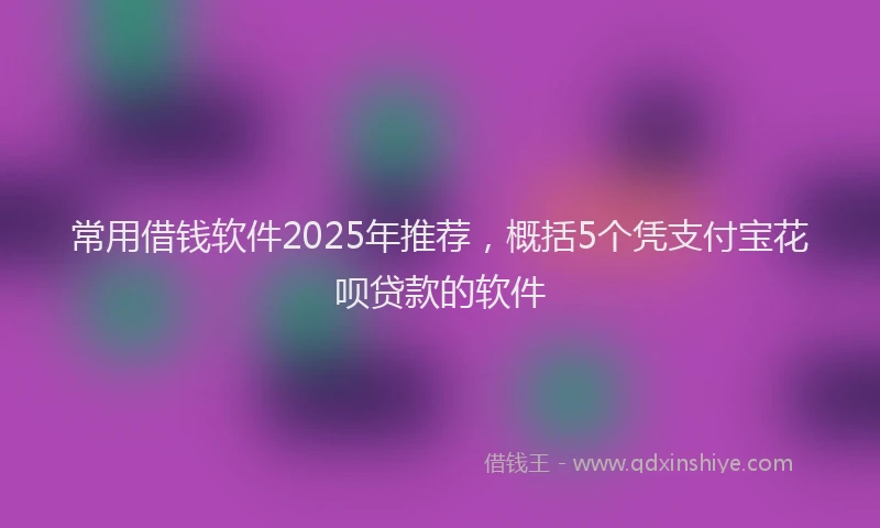 常用借钱软件2025年推荐，概括5个凭支付宝花呗贷款的软件