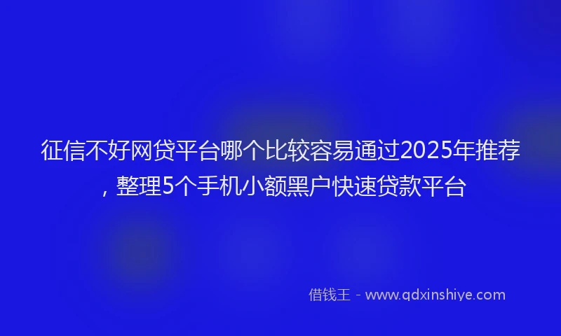 征信不好网贷平台哪个比较容易通过2025年推荐，整理5个手机小额黑户快速贷款平台