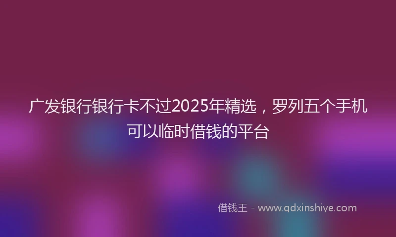广发银行银行卡不过2025年精选，罗列五个手机可以临时借钱的平台