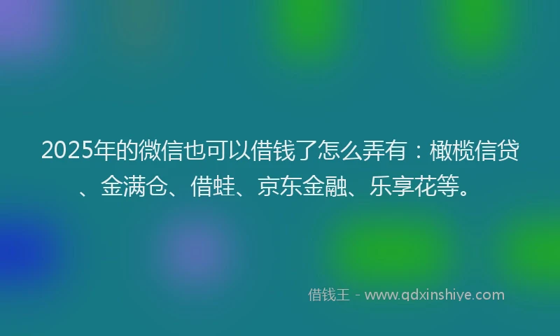 2025年的微信也可以借钱了怎么弄有：橄榄信贷、金满仓、借蛙、京东金融、乐享花等。