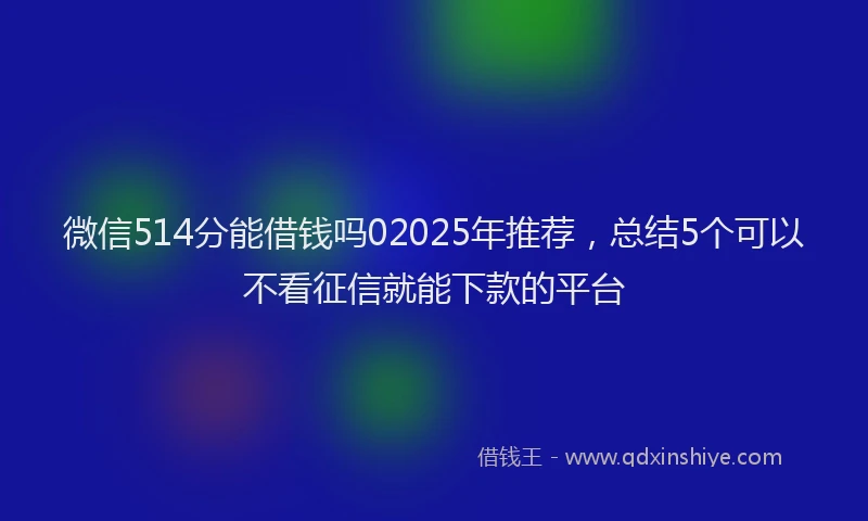 微信514分能借钱吗02025年推荐，总结5个可以不看征信就能下款的平台