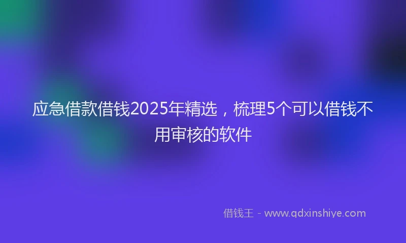 应急借款借钱2025年精选，梳理5个可以借钱不用审核的软件