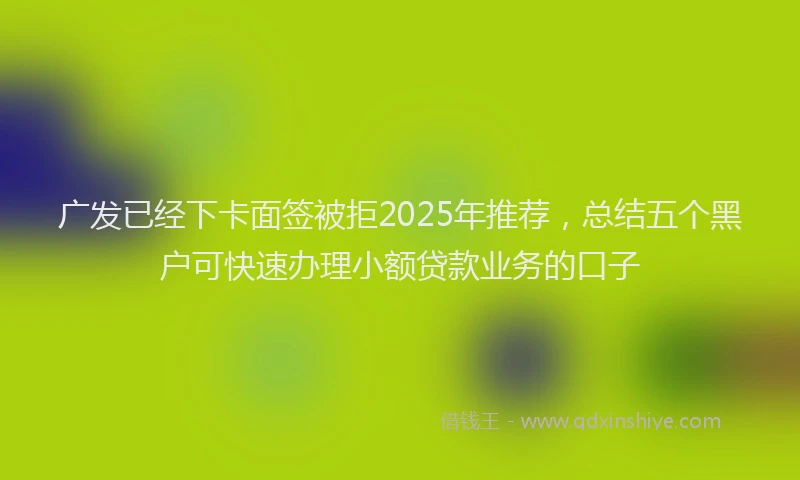 广发已经下卡面签被拒2025年推荐，总结五个黑户可快速办理小额贷款业务的口子