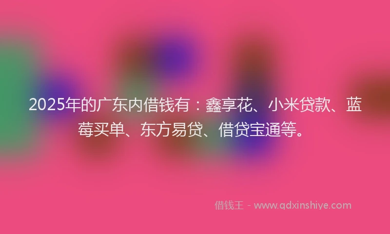 2025年的广东内借钱有：鑫享花、小米贷款、蓝莓买单、东方易贷、借贷宝通等。