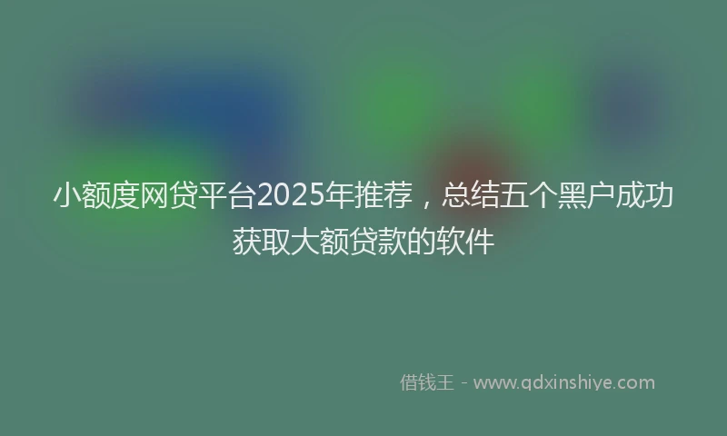 小额度网贷平台2025年推荐，总结五个黑户成功获取大额贷款的软件