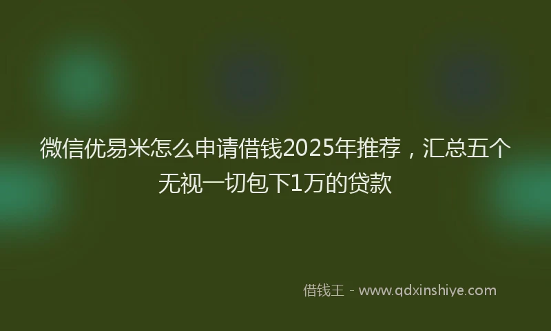 微信优易米怎么申请借钱2025年推荐，汇总五个无视一切包下1万的贷款