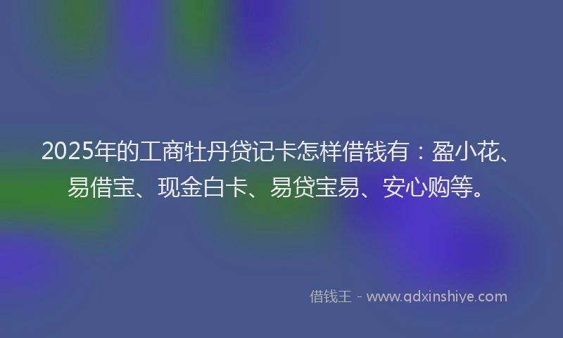 2025年的工商牡丹贷记卡怎样借钱有：盈小花、易借宝、现金白卡、易贷宝易、安心购等。