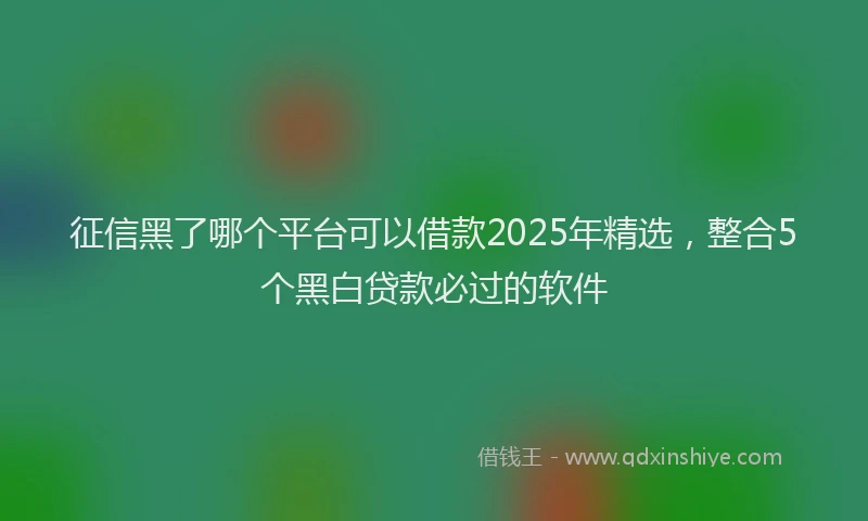 征信黑了哪个平台可以借款2025年精选，整合5个黑白贷款必过的软件