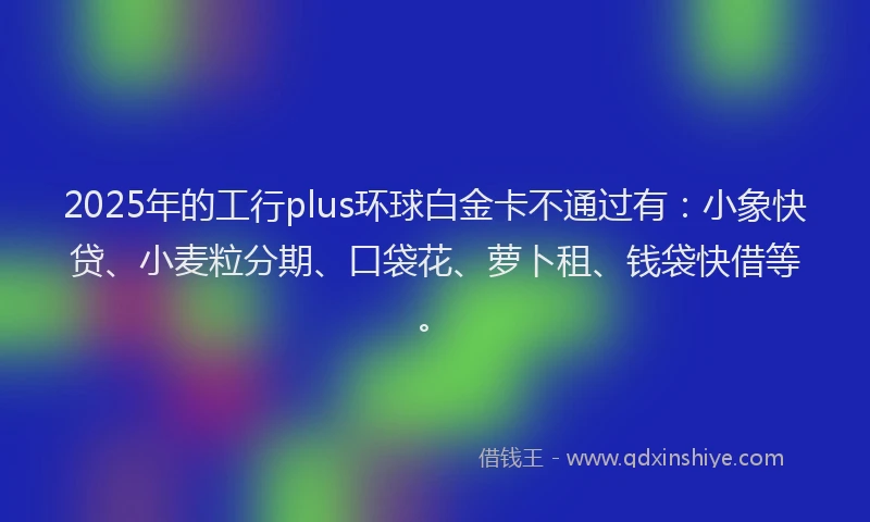 2025年的工行plus环球白金卡不通过有：小象快贷、小麦粒分期、口袋花、萝卜租、钱袋快借等。