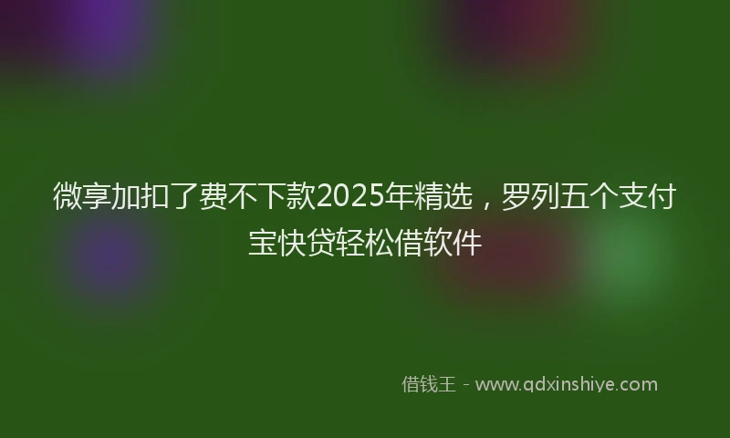 微享加扣了费不下款2025年精选，罗列五个支付宝快贷轻松借软件