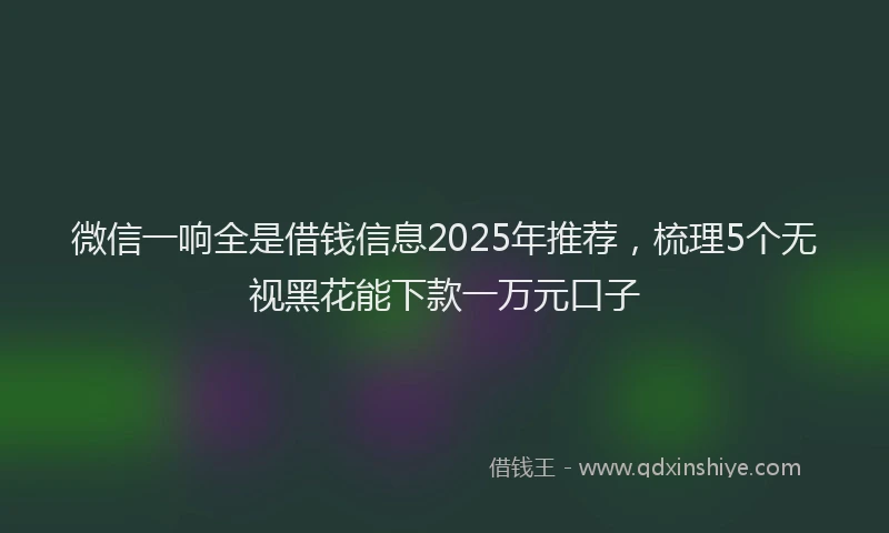 微信一响全是借钱信息2025年推荐，梳理5个无视黑花能下款一万元口子