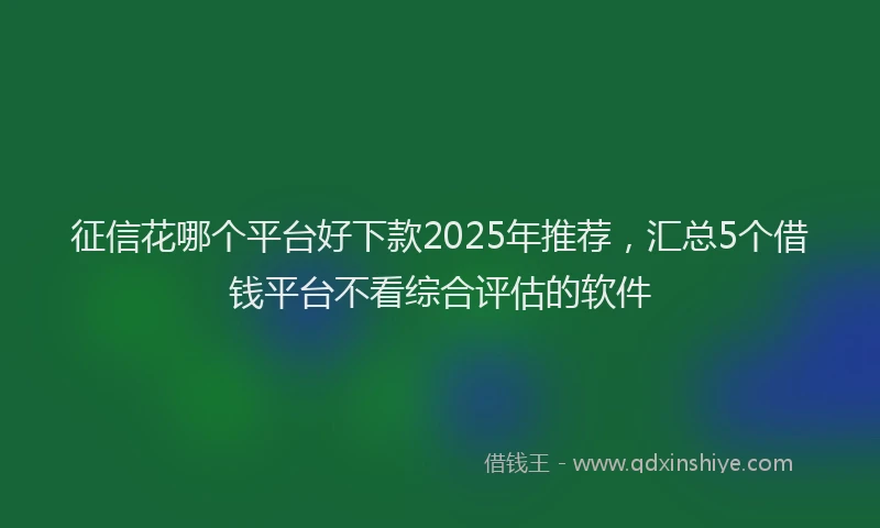 征信花哪个平台好下款2025年推荐，汇总5个借钱平台不看综合评估的软件