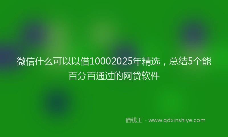 微信什么可以以借10002025年精选，总结5个能百分百通过的网贷软件