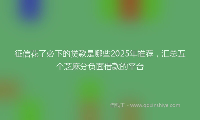 征信花了必下的贷款是哪些2025年推荐，汇总五个芝麻分负面借款的平台