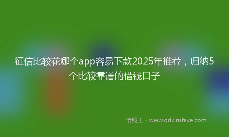 征信比较花哪个app容易下款2025年推荐，归纳5个比较靠谱的借钱口子