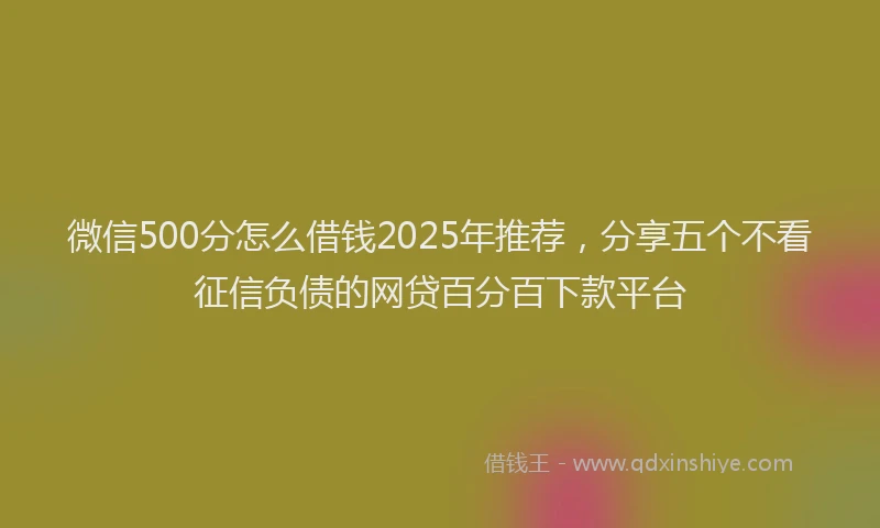 微信500分怎么借钱2025年推荐，分享五个不看征信负债的网贷百分百下款平台