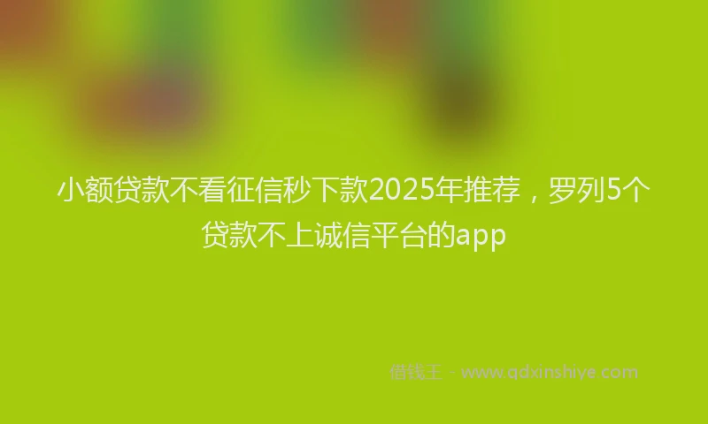 小额贷款不看征信秒下款2025年推荐，罗列5个贷款不上诚信平台的app