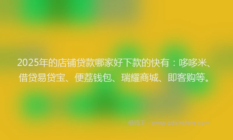 2025年的店铺贷款哪家好下款的快有：哆哆米、借贷易贷宝、便荔钱包、瑞耀商城、即客购等。