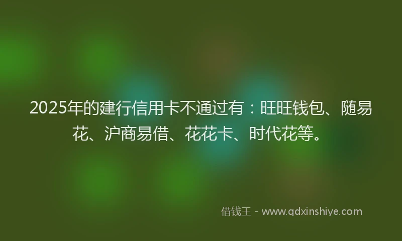 2025年的建行信用卡不通过有：旺旺钱包、随易花、沪商易借、花花卡、时代花等。