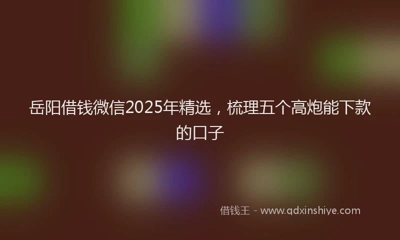 岳阳借钱微信2025年精选，梳理五个高炮能下款的口子