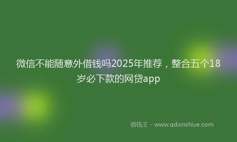 微信不能随意外借钱吗2025年推荐，整合五个18岁必下款的网贷app