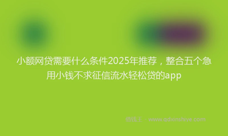 小额网贷需要什么条件2025年推荐，整合五个急用小钱不求征信流水轻松贷的app