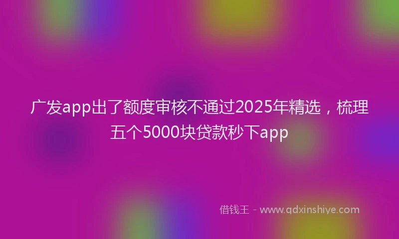 广发app出了额度审核不通过2025年精选，梳理五个5000块贷款秒下app