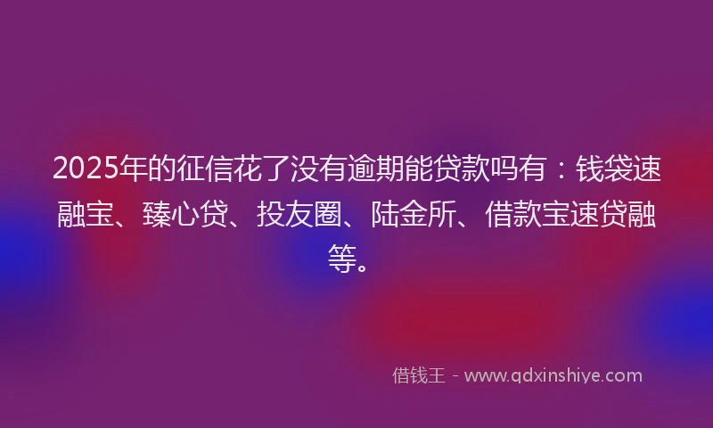 2025年的征信花了没有逾期能贷款吗有：钱袋速融宝、臻心贷、投友圈、陆金所、借款宝速贷融等。