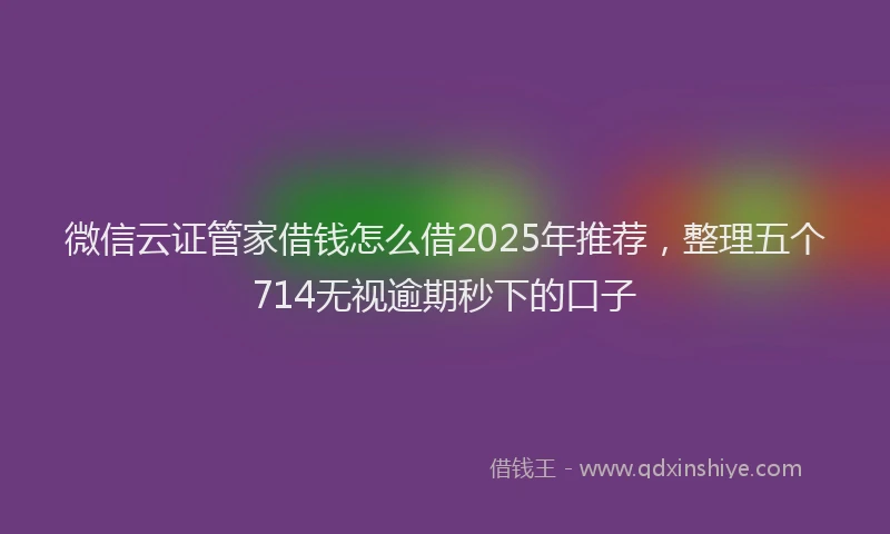 微信云证管家借钱怎么借2025年推荐，整理五个714无视逾期秒下的口子