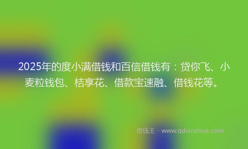 2025年的度小满借钱和百信借钱有：贷你飞、小麦粒钱包、桔享花、借款宝速融、借钱花等。