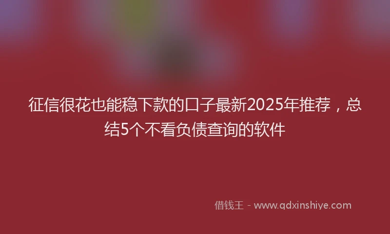征信很花也能稳下款的口子最新2025年推荐，总结5个不看负债查询的软件