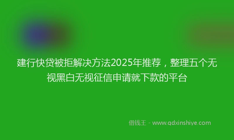 建行快贷被拒解决方法2025年推荐，整理五个无视黑白无视征信申请就下款的平台