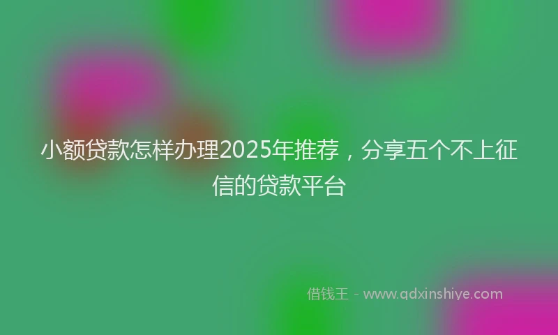 小额贷款怎样办理2025年推荐，分享五个不上征信的贷款平台