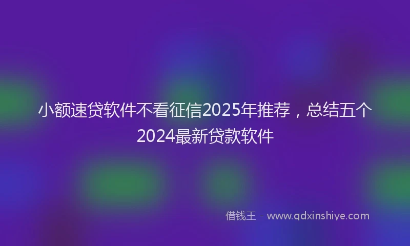小额速贷软件不看征信2025年推荐，总结五个2024最新贷款软件