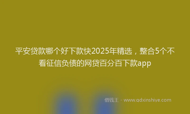 平安贷款哪个好下款快2025年精选，整合5个不看征信负债的网贷百分百下款app