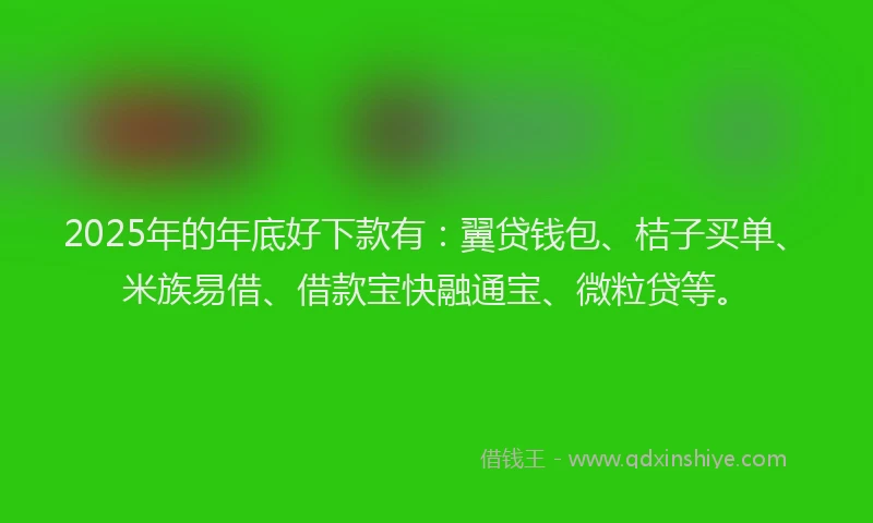 2025年的年底好下款有：翼贷钱包、桔子买单、米族易借、借款宝快融通宝、微粒贷等。