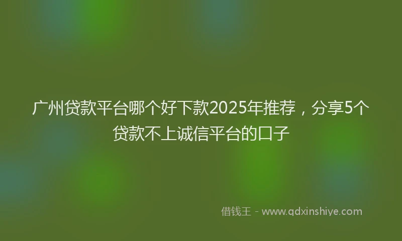 广州贷款平台哪个好下款2025年推荐，分享5个贷款不上诚信平台的口子