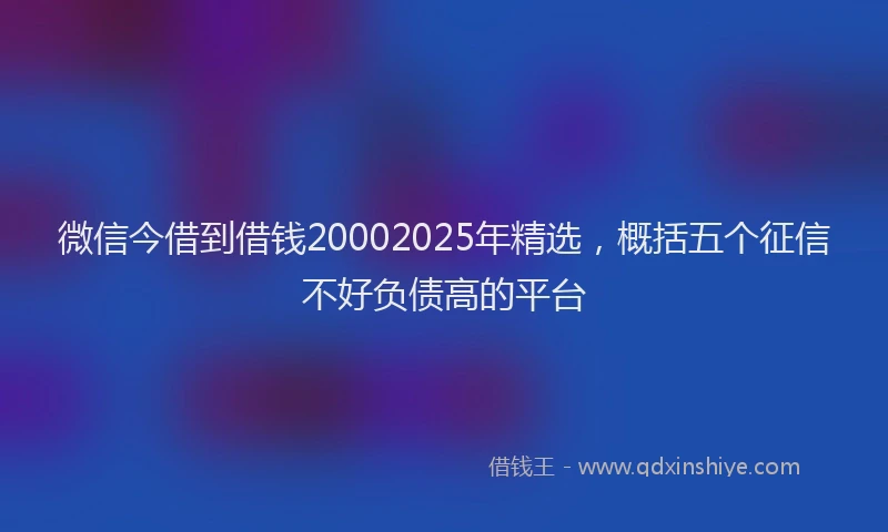 微信今借到借钱20002025年精选，概括五个征信不好负债高的平台