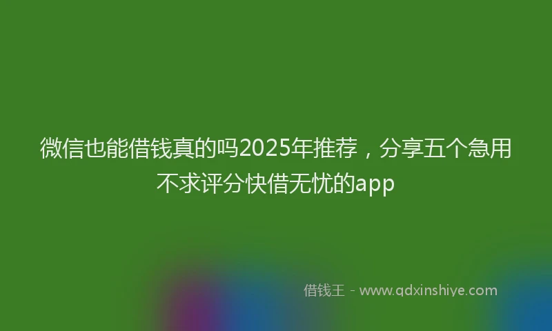 微信也能借钱真的吗2025年推荐，分享五个急用不求评分快借无忧的app