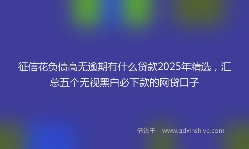 征信花负债高无逾期有什么贷款2025年精选，汇总五个无视黑白必下款的网贷口子