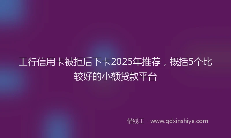 工行信用卡被拒后下卡2025年推荐，概括5个比较好的小额贷款平台