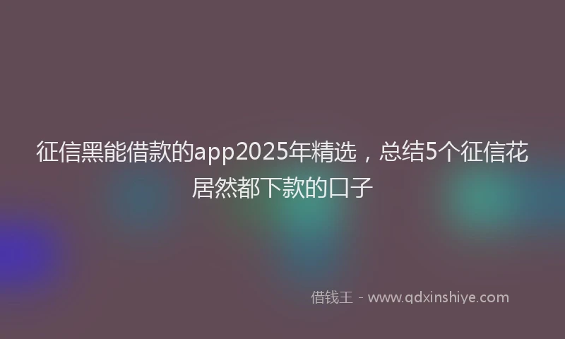 征信黑能借款的app2025年精选，总结5个征信花居然都下款的口子