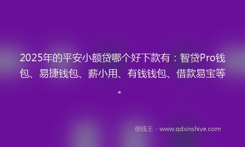 2025年的平安小额贷哪个好下款有：智贷Pro钱包、易捷钱包、薪小用、有钱钱包、借款易宝等。