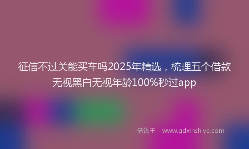 征信不过关能买车吗2025年精选，梳理五个借款无视黑白无视年龄100%秒过app