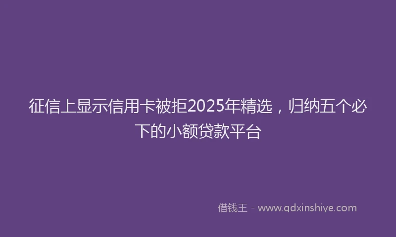 征信上显示信用卡被拒2025年精选，归纳五个必下的小额贷款平台