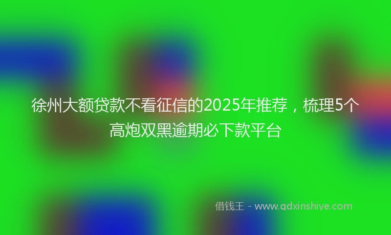 徐州大额贷款不看征信的2025年推荐，梳理5个高炮双黑逾期必下款平台