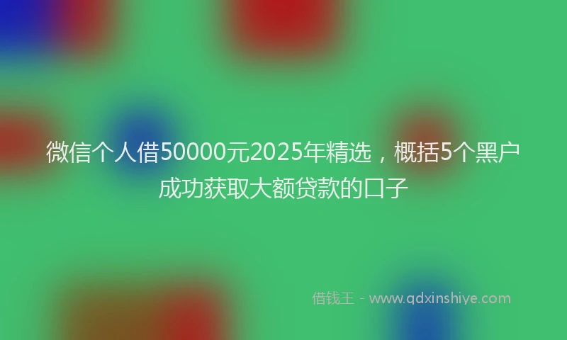 微信个人借50000元2025年精选，概括5个黑户成功获取大额贷款的口子