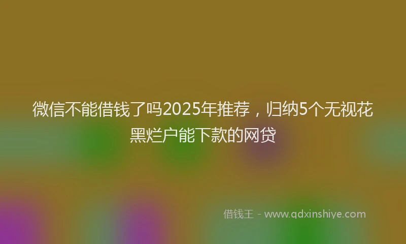 微信不能借钱了吗2025年推荐，归纳5个无视花黑烂户能下款的网贷