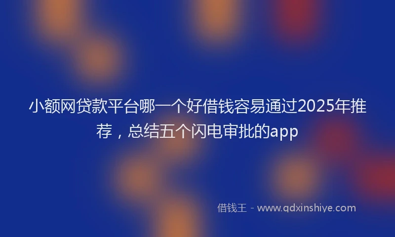 小额网贷款平台哪一个好借钱容易通过2025年推荐，总结五个闪电审批的app